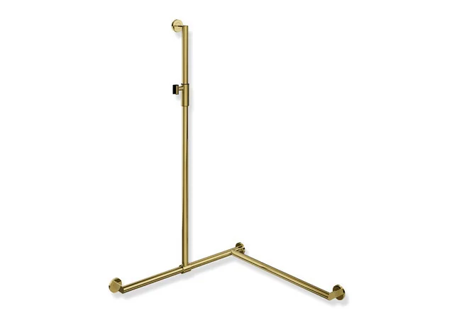 HEWI Duschhandlauf System 900, rechts, PVD-beschichtet Gold glänzend, 1250 mm senkrecht, 765 mm waagerecht