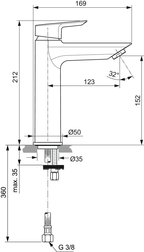 Waschtischarmatur Tesi, Grande, BlueStart, 5 l/min., ohne Ablaufgarnitur, Ausladung 123mm, Chrom Waschtischarmatur Tesi, Grande, BlueStart, 5 l/min., ohne Ablaufgarnitur, Ausladung 123mm, Chrom