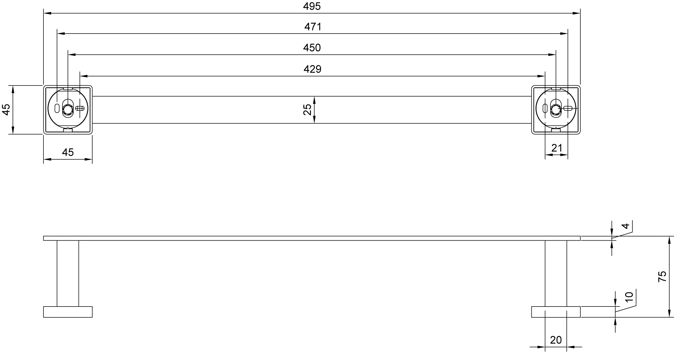 Villeroy & Boch Handtuchhalter „Elements-Striking“, Befestigung verdeckt, 1-armig in Brushed Nickel Matt Villeroy & Boch Handtuchhalter „Elements-Striking“, Befestigung verdeckt, 1-armig in Brushed Nickel Matt