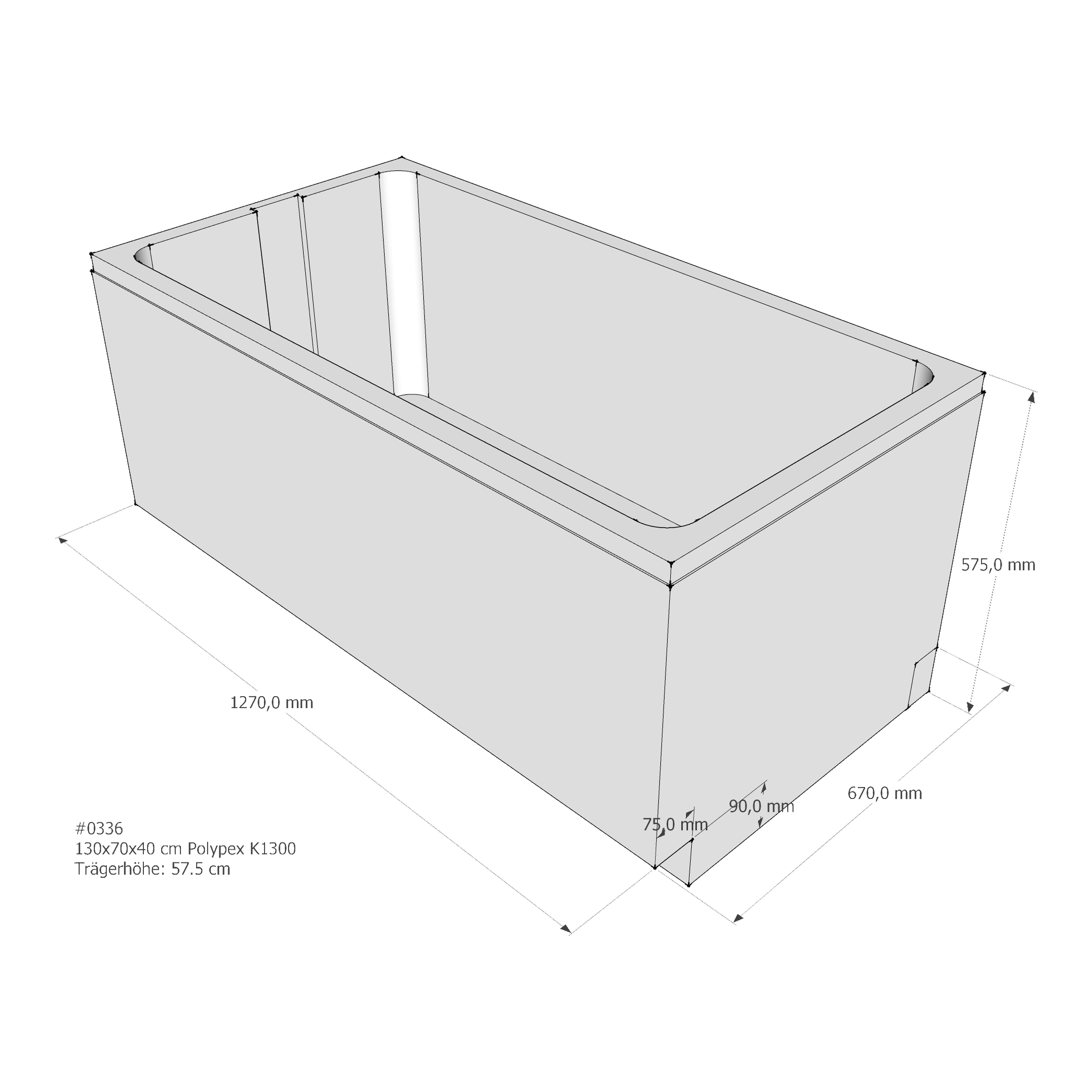 Badewannenträger für Polypex K1300 130 × 70 × 40 cm