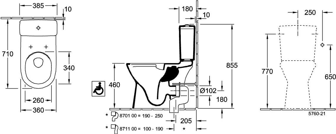 Villeroy & Boch ViCare Tiefspül-WC spülrandlos für Kombination 360x680x460mm Oval bodenstehend Abgang waagerecht Villeroy & Boch ViCare Tiefspül-WC spülrandlos für Kombination 360x680x460mm Oval bodenstehend Abgang waagerecht
