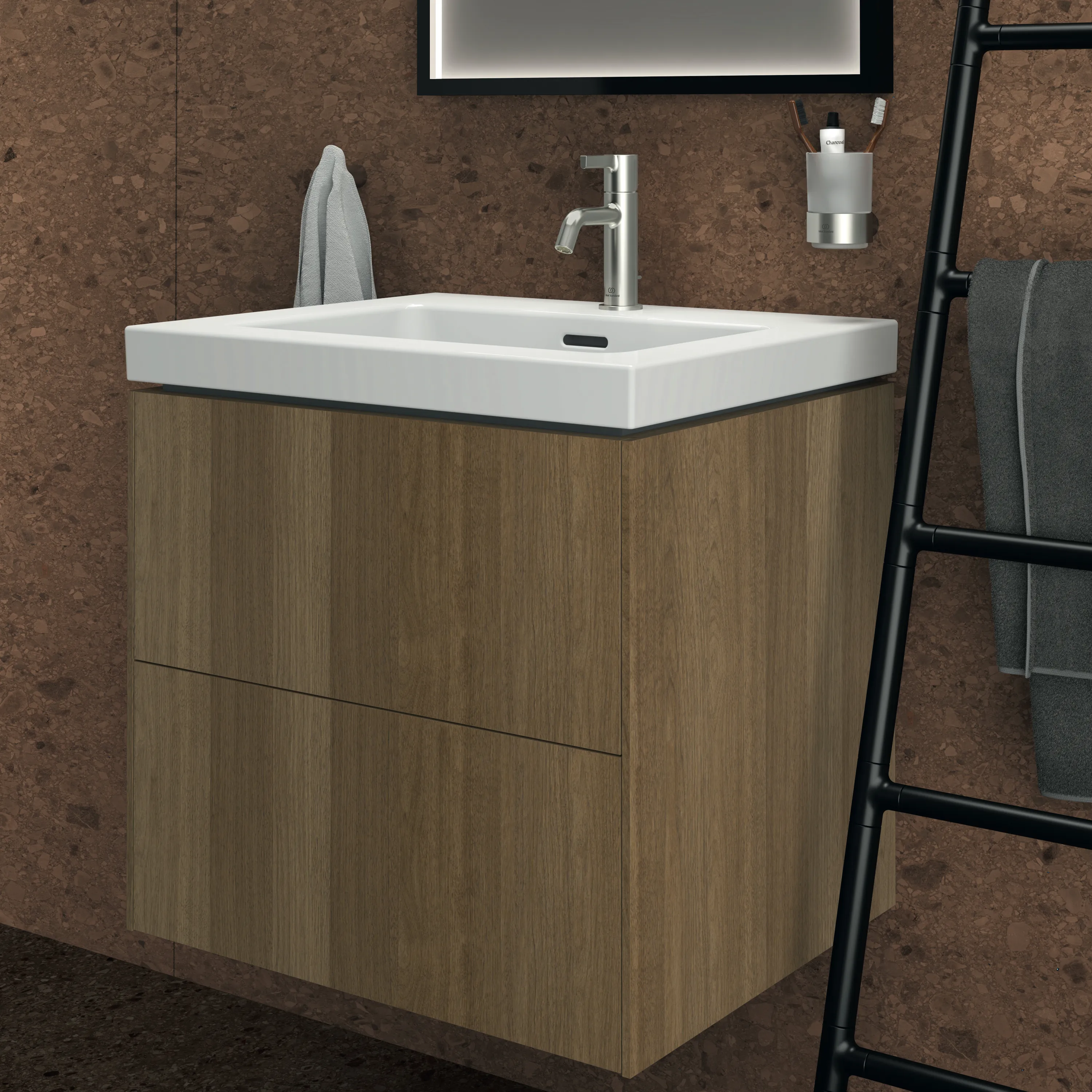 Ideal Standard Waschtischunterschrank „Conca“ 60 × 55,5 × 50,5 cm Walnuss dunkel Furnier Ideal Standard Waschtischunterschrank „Conca“ 60 × 55,5 × 50,5 cm Walnuss dunkel Furnier
