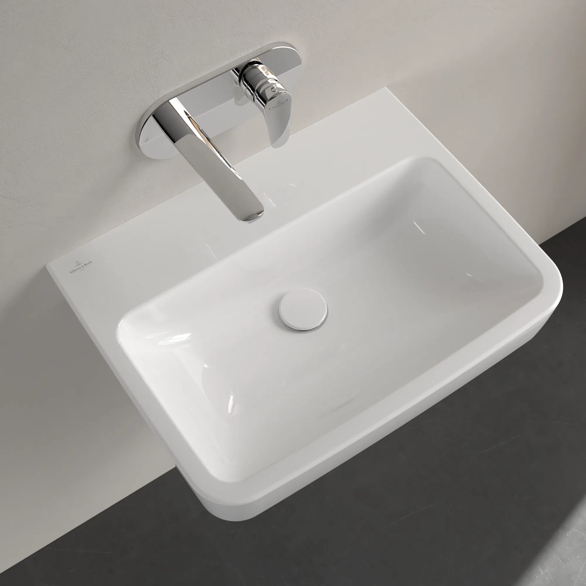 Villeroy & Boch O.novo Wandwaschbecken 600x460x175 mm, weiß Alpin AntiBac CeramicPlus, eckig, rechteckige Innenform, ohne Überlauf, glänzende Oberfläche Villeroy & Boch O.novo Wandwaschbecken 600x460x175 mm, weiß Alpin AntiBac CeramicPlus, eckig, rechteckige Innenform, ohne Überlauf, glänzende Oberfläche