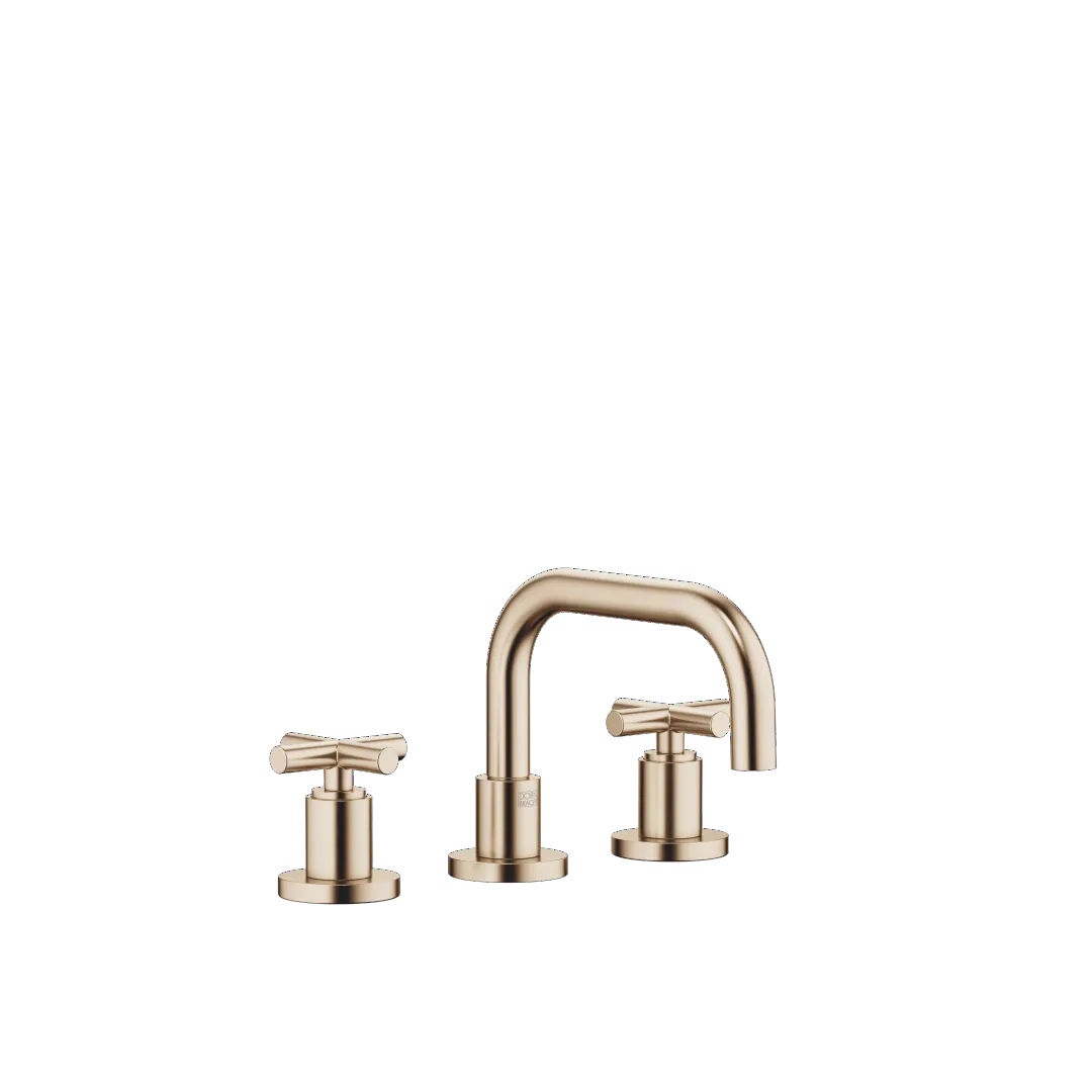 Dornbracht TARA Waschtisch-Dreilochbatterie mit Ablaufgarnitur Tara Champagne gebürstet (22kt Gold) Dornbracht TARA Waschtisch-Dreilochbatterie mit Ablaufgarnitur Tara Champagne gebürstet (22kt Gold)