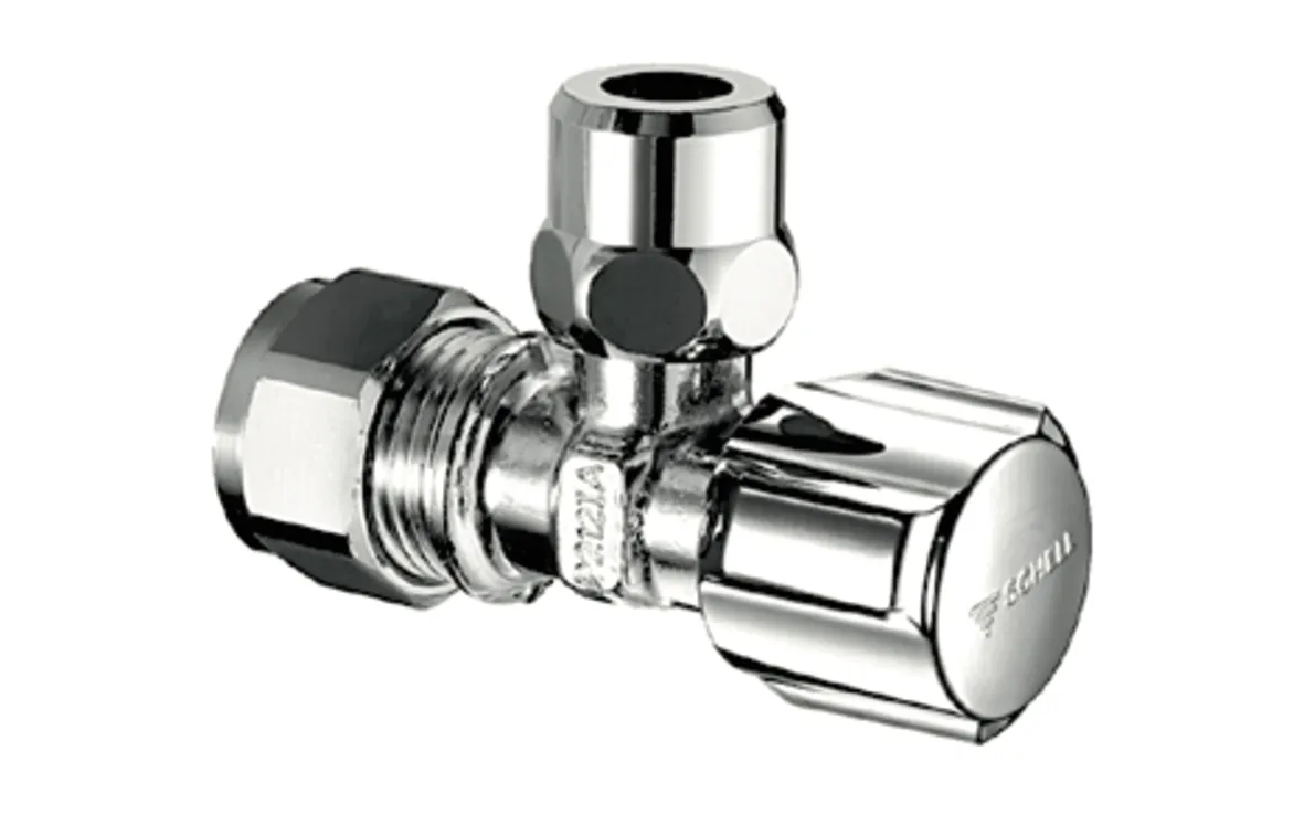 Eckventil mit Regulierfunktion COMFORT, COMFORT-Griff, Messing-Klemmring-Verschraubung Ø 15 (DN 15 G 1/2 AG), Ø 10 mm (DN 10 G 3/8 AG), chrom