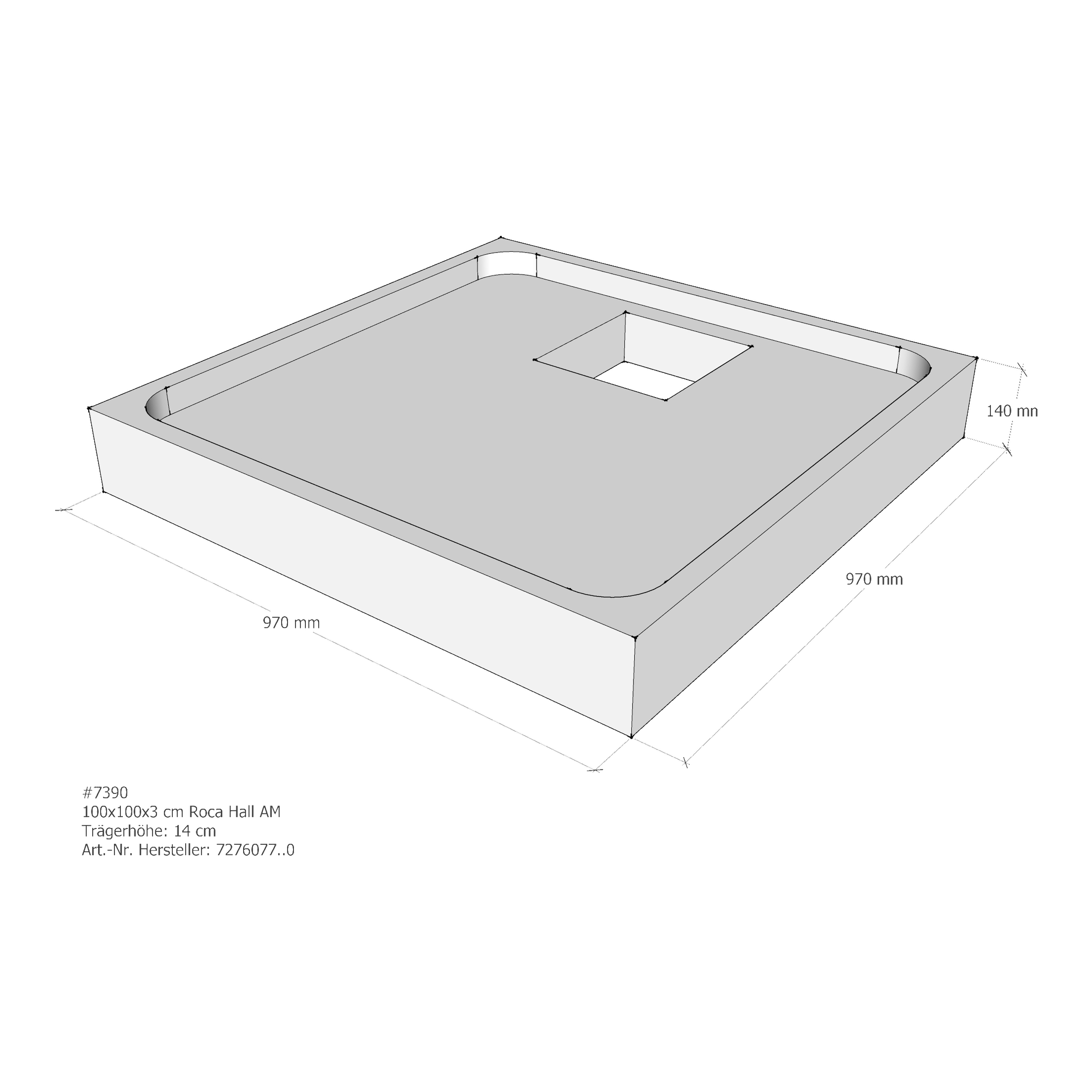 Duschwannenträger für Roca Hall 100 × 100 × 3 cm Duschwannenträger für Roca Hall 100 × 100 × 3 cm