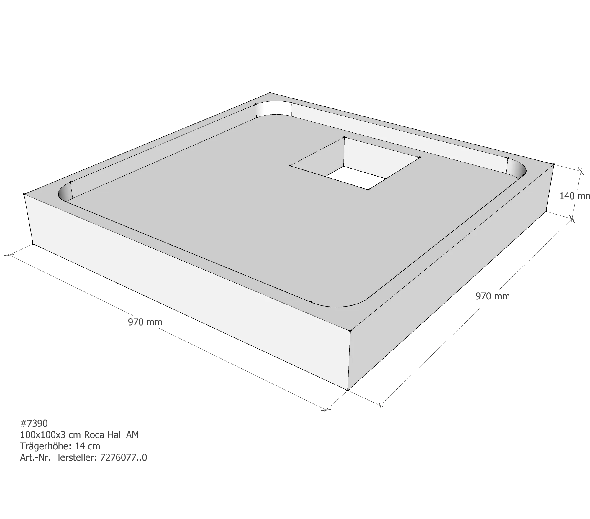 Duschwannenträger für Roca Hall 100 × 100 × 3 cm Duschwannenträger für Roca Hall 100 × 100 × 3 cm