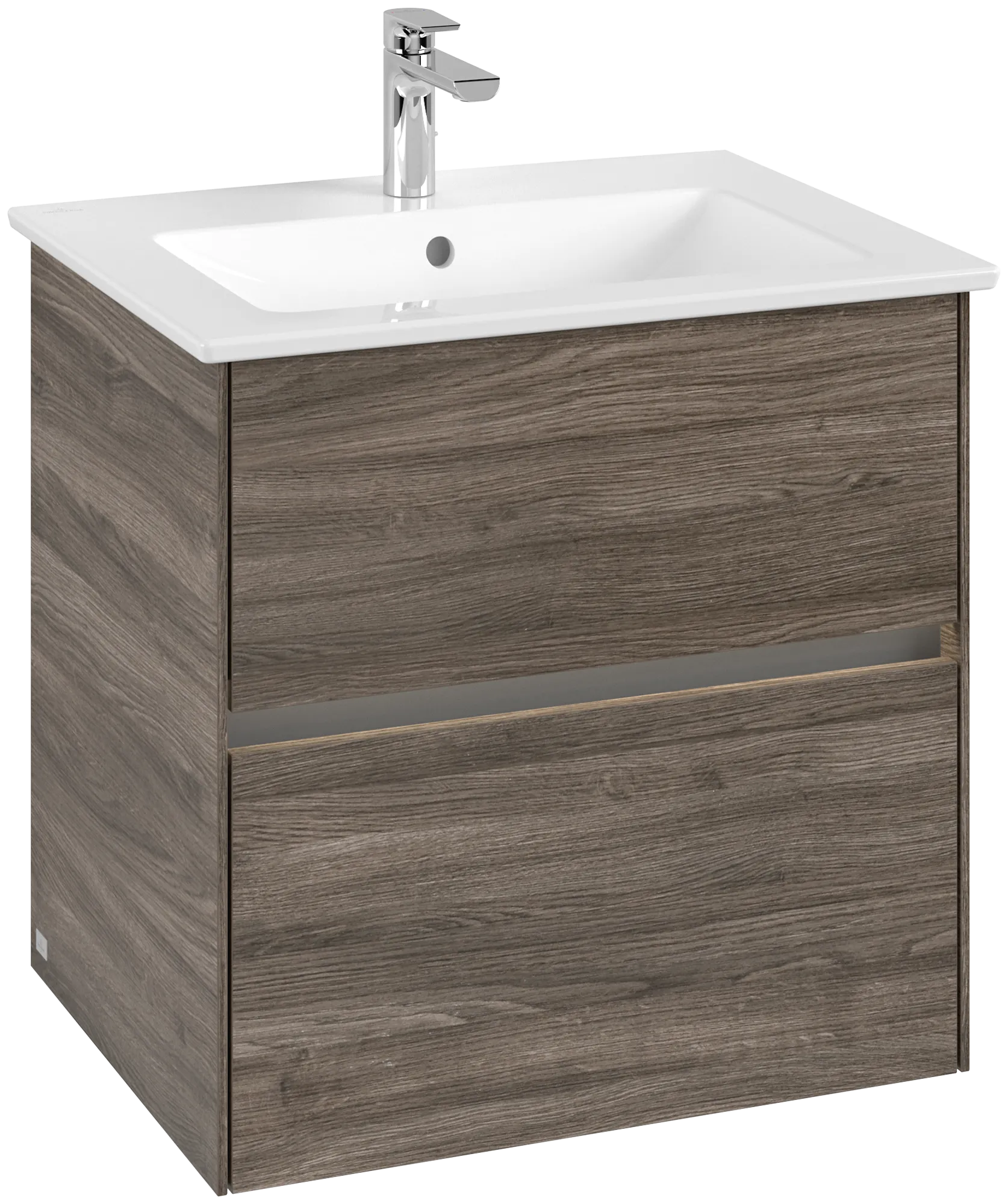 Villeroy & Boch Waschtischunterschrank „Collaro“ 611 × 610 × 480 mm Stone Oak, mit Beleuchtung, für Becken mittig