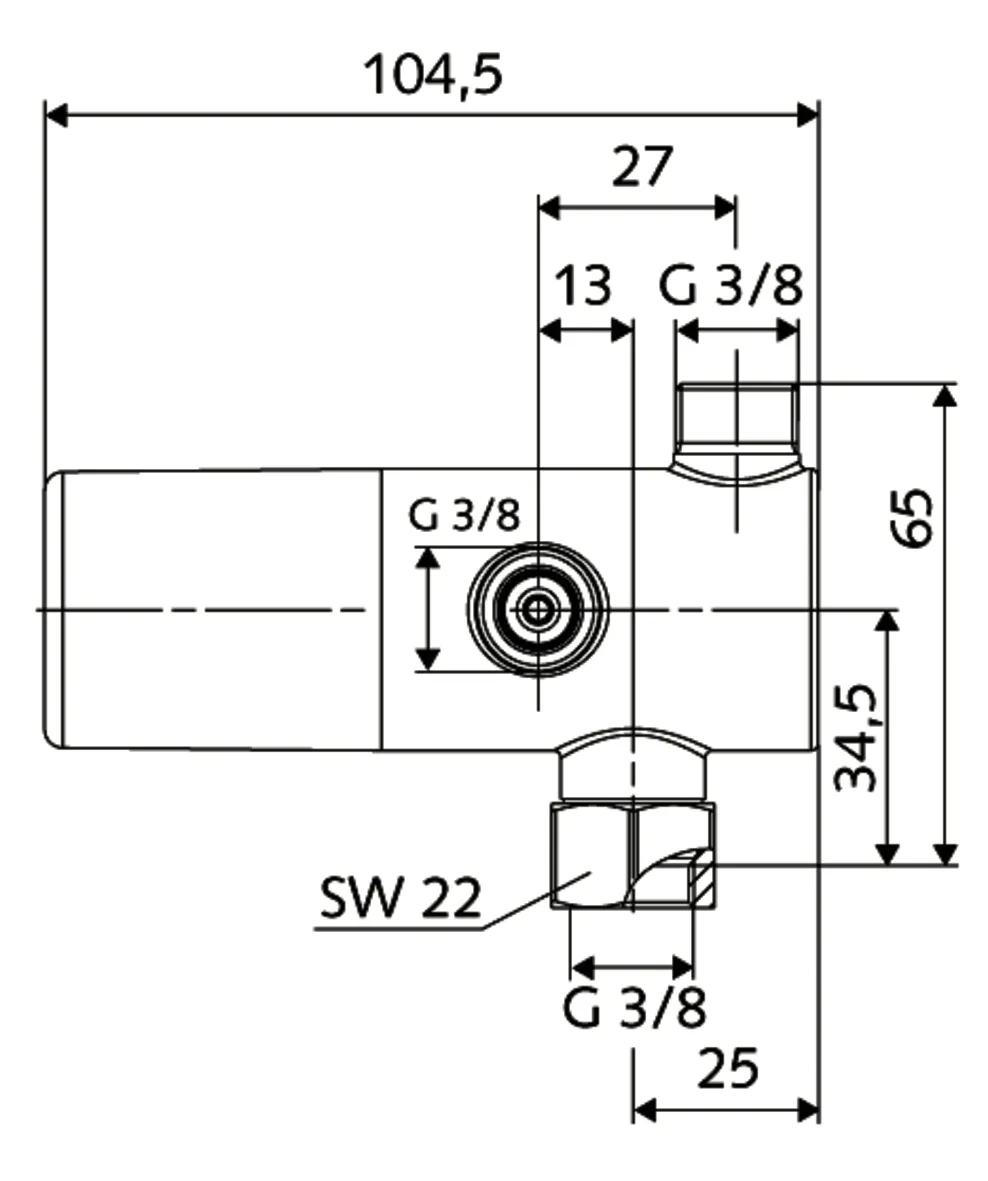 Eckventil-Thermostat, 2 RFV, 2 Vorfilter, Thermostat nach EN 1111, Verbrühungsschutz bei Ausfall der Kaltwasserversorgung, G 3/8 IG, G 3/8 AG, G 3/8 AG, chrom