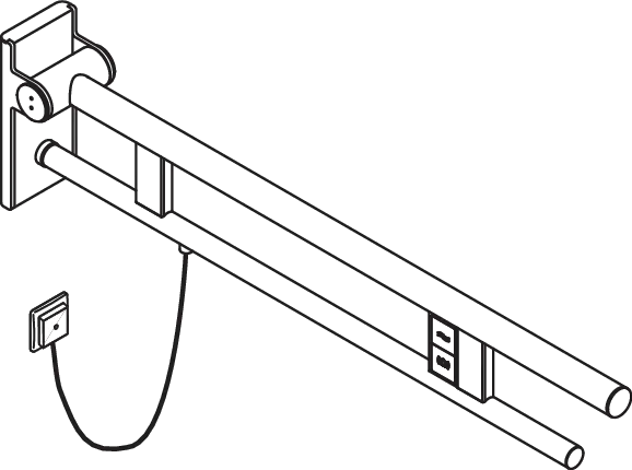 Stützklappgriff Duo, Design A des Systems 900, Edelstahl, PVD, Ausladung 850 mm, mit Spül-/Funktionstasten (E-Ausführung), Ausführung links, in Farbe CK (Messing glänzend) Stützklappgriff Duo, Design A des Systems 900, Edelstahl, PVD, Ausladung 850 mm, mit Spül-/Funktionstasten (E-Ausführung), Ausführung links, in Farbe CK (Messing glänzend)