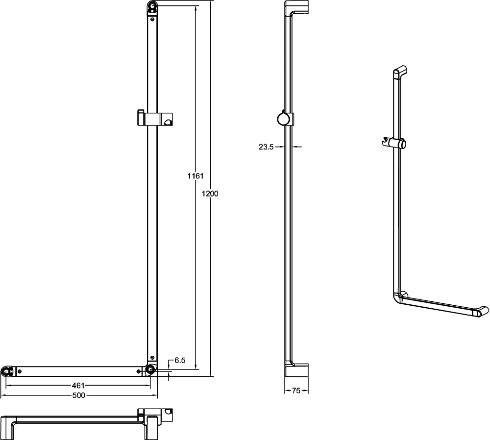 Villeroy & Boch Wandhaltegriff L-Form mit Brausehalter „ViCare Design“ Villeroy & Boch Wandhaltegriff L-Form mit Brausehalter „ViCare Design“