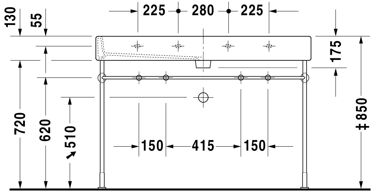 Wandwaschtisch „Vero“, mit Überlauf, Hahnlochposition mittig Wandwaschtisch „Vero“, mit Überlauf, Hahnlochposition mittig