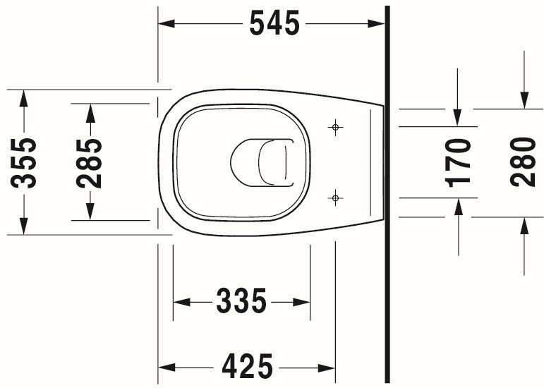 Set Wand-Tiefspül-WC „D-Code“ 35,5 × 36 × 54,5 cm mit Spülrand, Abgang waagerecht, Duravit mit WC-Sitz „D-Code“ 36 × 43 × 4 cm Scharniere Edelstahl