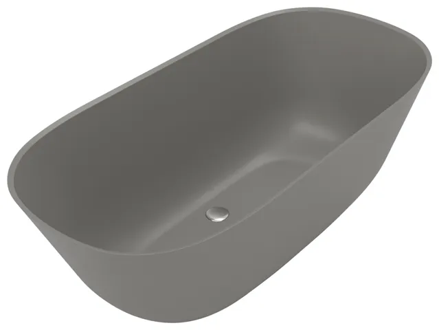 Villeroy & Boch Badewanne „Theano“ freistehend oval 155 × 75 cm, Fußablauf in Grey