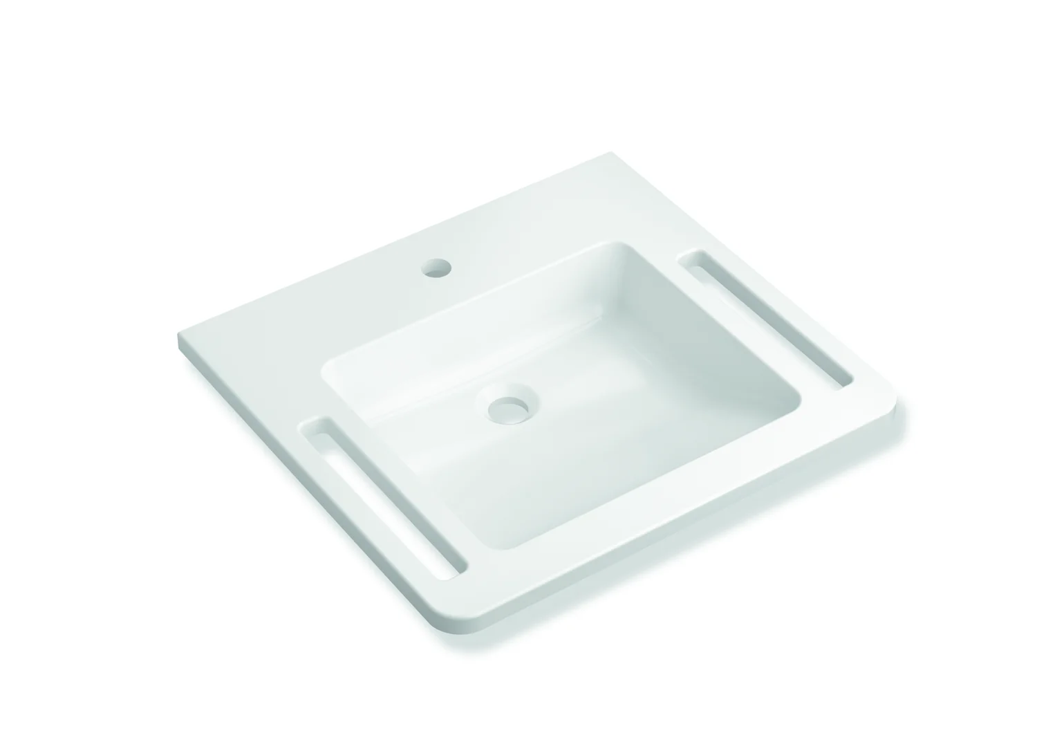 HEWI Waschtisch Basic, signalweiß, Mineralguss, 600 x 550 mm, ohne Überlauf, für Einlocharmatur vorgerichtet HEWI Waschtisch Basic, signalweiß, Mineralguss, 600 x 550 mm, ohne Überlauf, für Einlocharmatur vorgerichtet