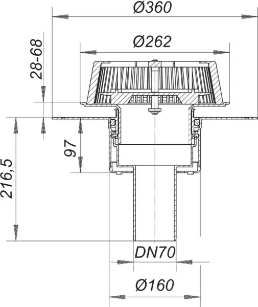 Notablauf SuperDrain 62 FPO, DN 70