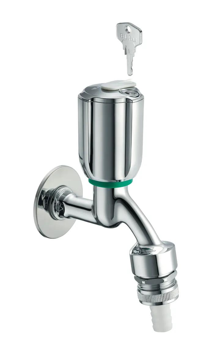Auslaufventil SECUR, RFV, RB, abschließbar, DN 15 G 1/2 AG, Schlauchverschraubung Ø 14,5 mm (DN 20 G 3/4 AG), chrom Auslaufventil SECUR, RFV, RB, abschließbar, DN 15 G 1/2 AG, Schlauchverschraubung Ø 14,5 mm (DN 20 G 3/4 AG), chrom