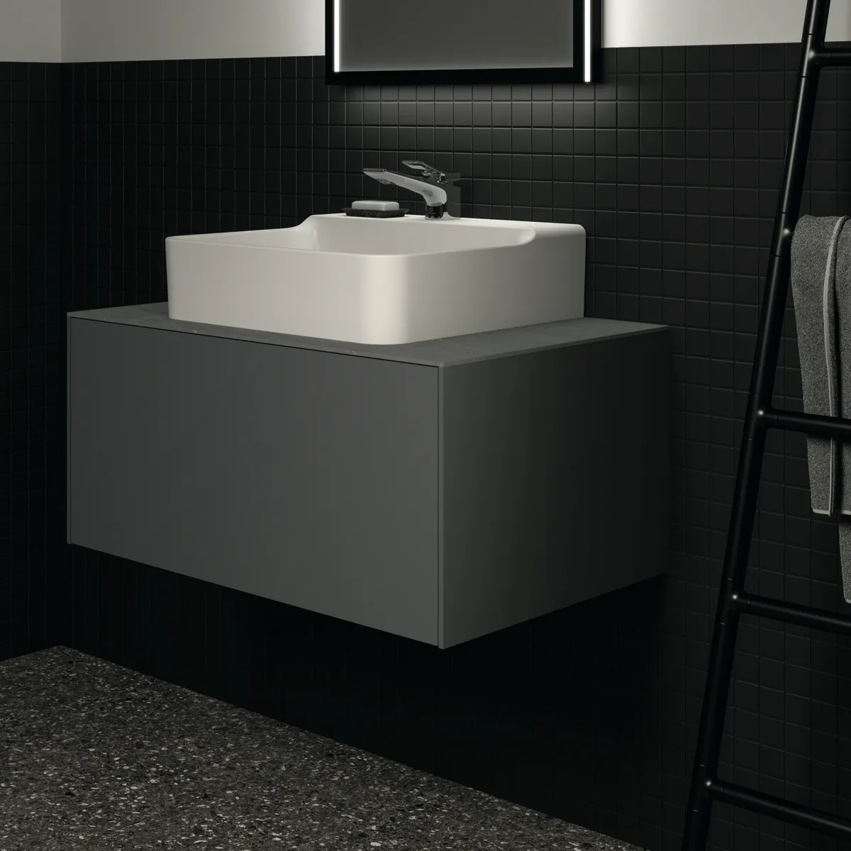 Ideal Standard Waschtischunterschrank „Conca“ 80 × 36 × 50,5 cm Anthrazit matt lackiert Ideal Standard Waschtischunterschrank „Conca“ 80 × 36 × 50,5 cm Anthrazit matt lackiert