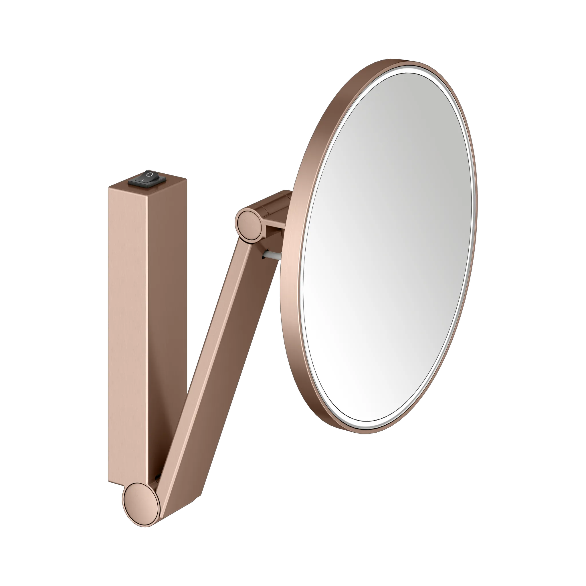 KEUCO Kosmetikspiegel mit Wippschalter „iLook_move“ Rund, mit Beleuchtung in Rotgold (gebürstet), ⌀ 212 mm