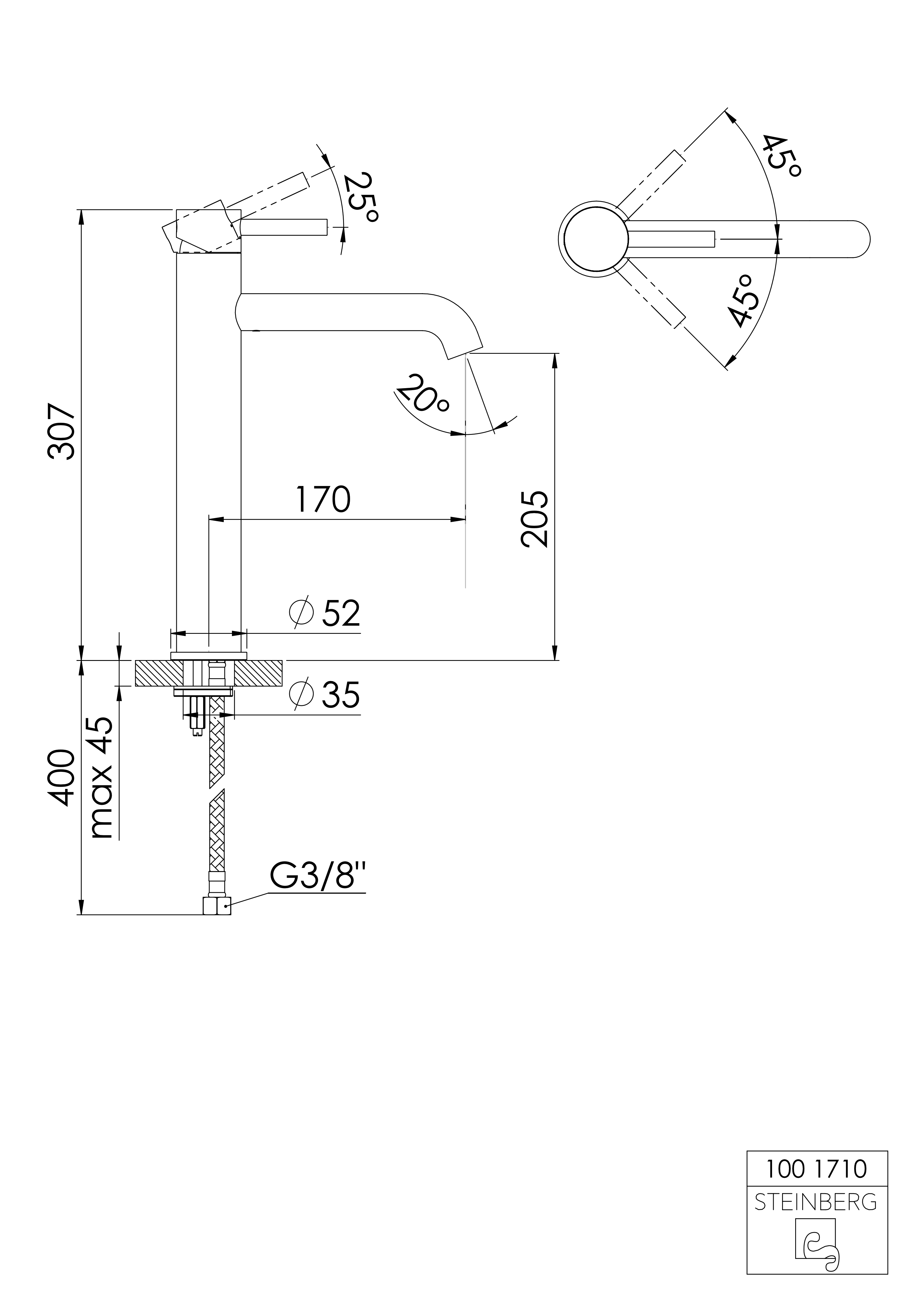 Serie 100 Waschtisch-Einhebelmischbatterie ohne Ablaufgarnitur, Ausladung: 17 cm