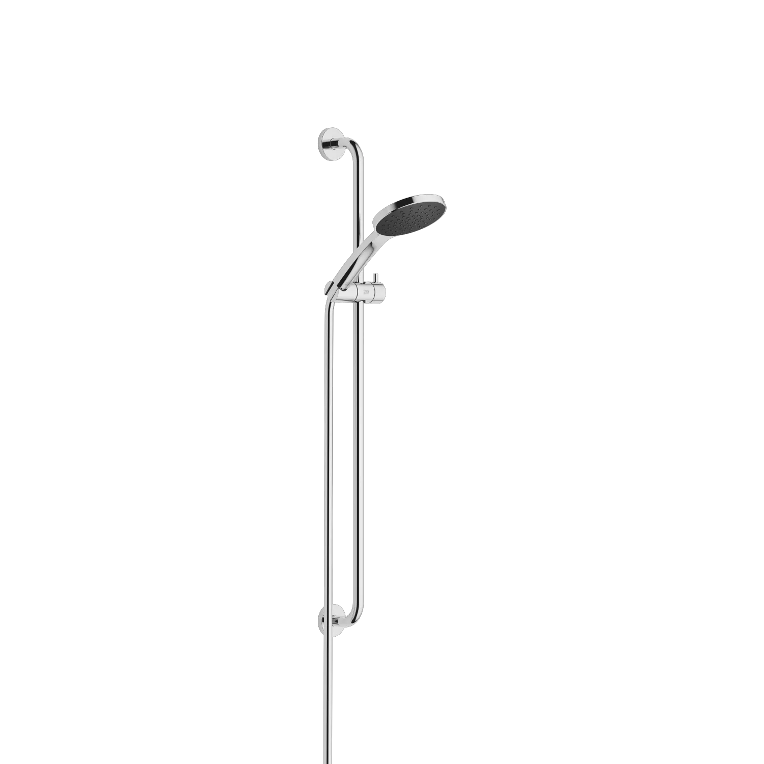 Dornbracht Duschgarnitur SERIENSPEZIFISCH Chrom, Brausekopf Ø120 mm, COMPACT RAIN, max. Durchfluss 15 l/min bei 3 Bar, Funktion ab 6,8 l/min, rückfließsicher, Brauseschlauchanschluss 3/8", Kunststoffbrauseschlauch 1750 mm mit Verdrehschutz, Wandrohr mit