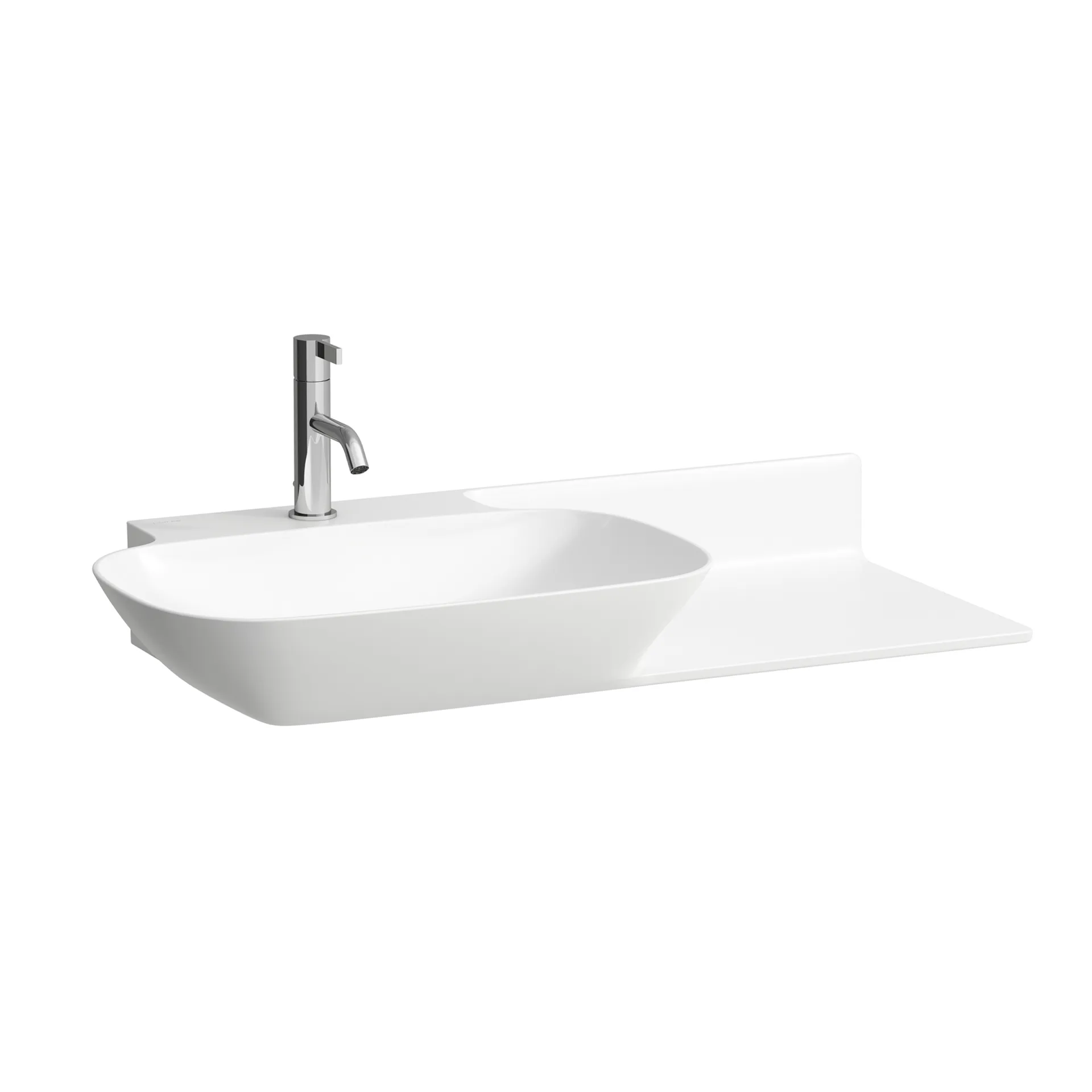 Waschtisch INO 450x900x145 1 Hahnloch mit Überlauf Ablage rechts weiß