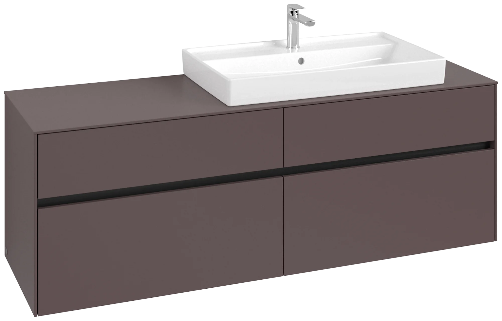 Villeroy & Boch Waschbeckenunterschrank Collaro C027B0, Eckig Dark Berry, 1600x548x500 mm, mit Beleuchtung und SoftClosing
