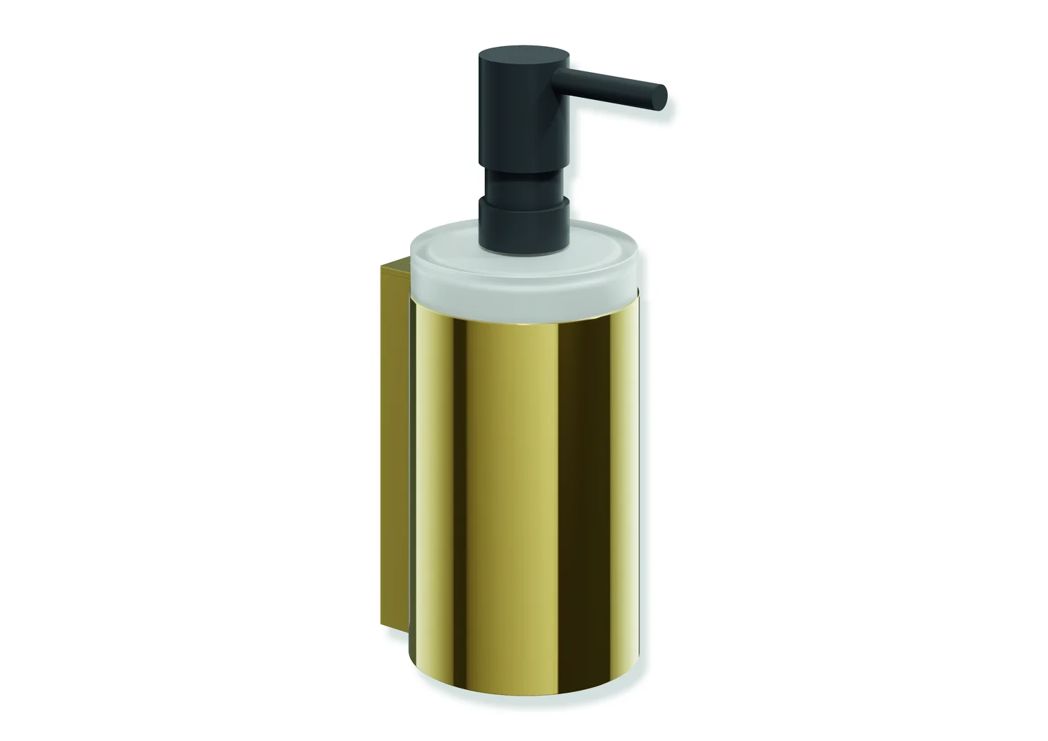 HEWI Seifenspender mit Halter System 162, PVD, gold glänzend, D: 70 mm, H: 182 mm, T: 85 mm HEWI Seifenspender mit Halter System 162, PVD, gold glänzend, D: 70 mm, H: 182 mm, T: 85 mm
