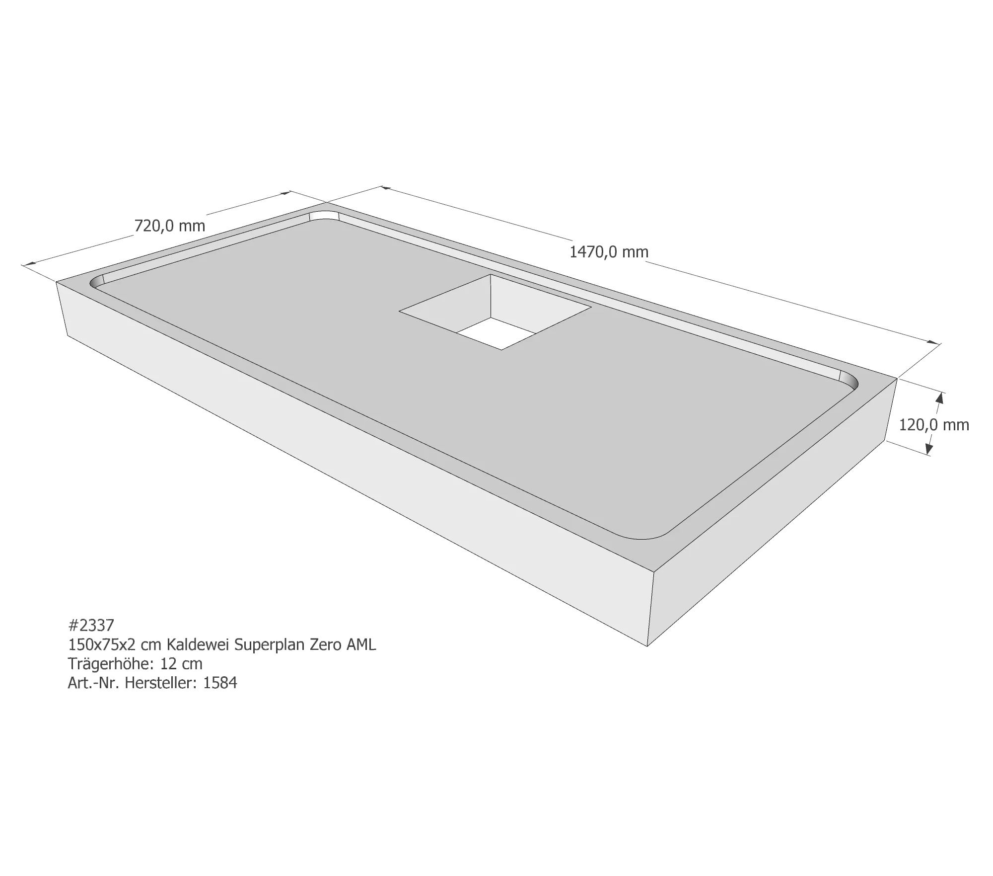 Duschwannenträger passend für Kaldewei Superplan Zero 150 × 75 × 2 cm Breite: 75 cm / Länge: 150 cm