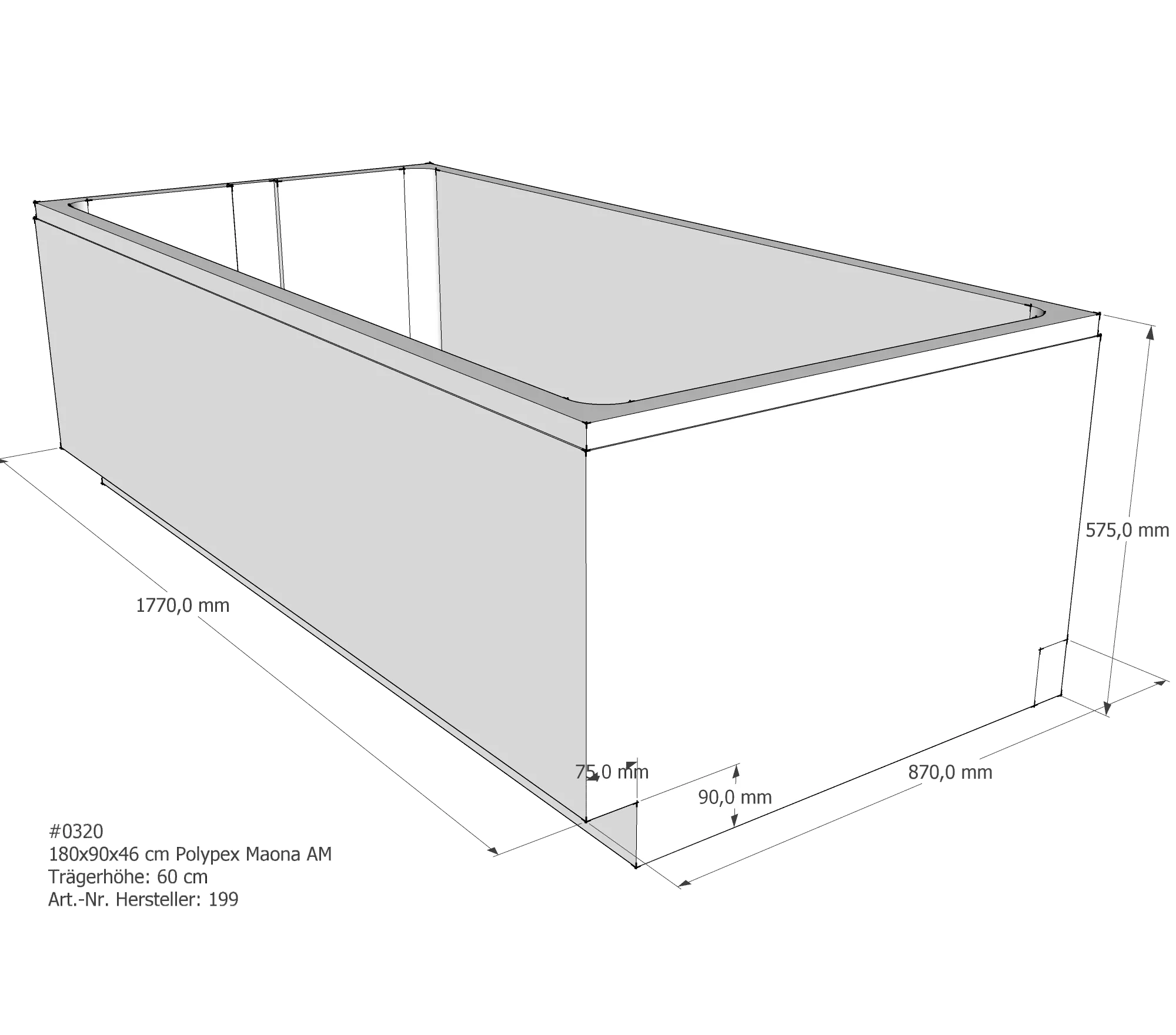 Badewannenträger für Polypex Maona 180 × 90 × 46 cm Badewannenträger für Polypex Maona 180 × 90 × 46 cm