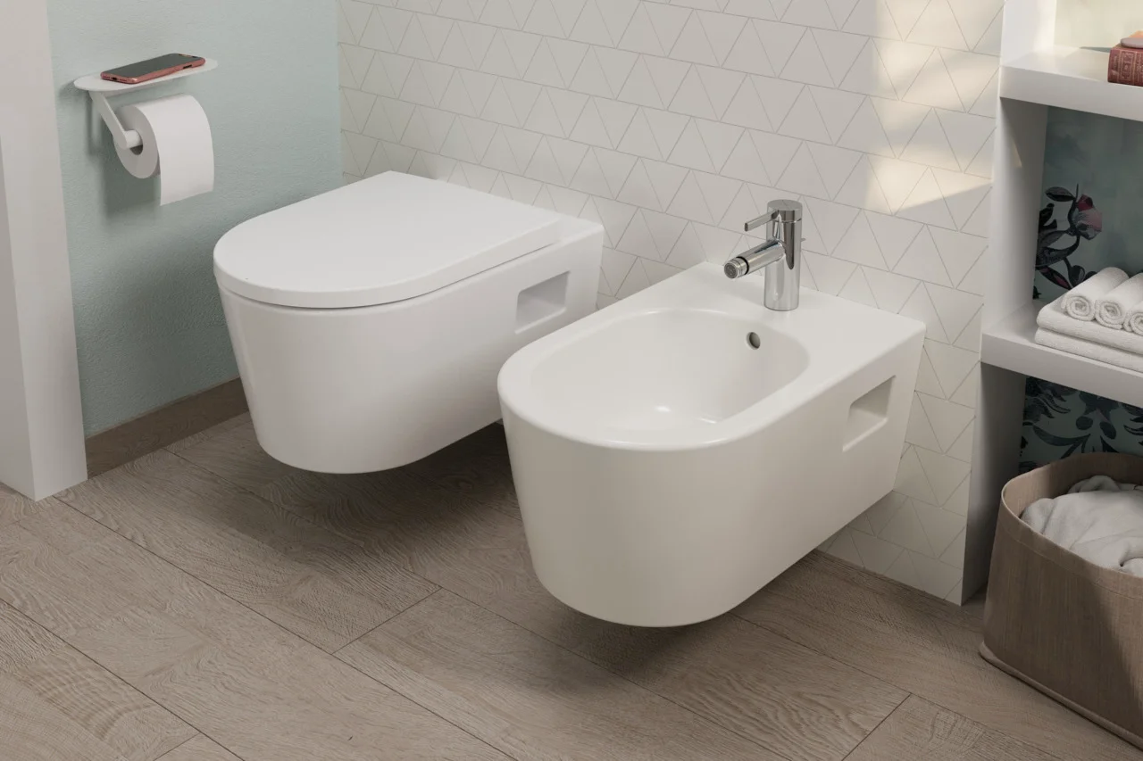 Hansgrohe EluPura Original S Wandbidet 540 mm, weiß, glänzend, mit Hahnloch und Überlauf