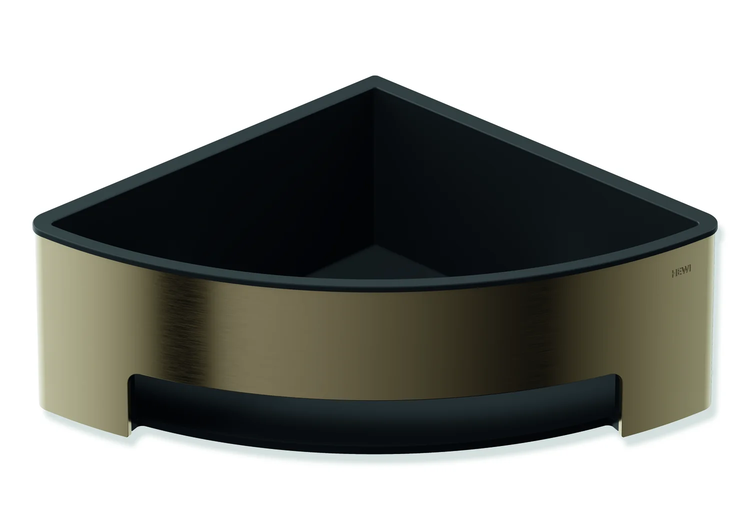 HEWI Duschkorb Ecklösung System 900, PVD-beschichtet, Einsatz schwarz, Höhe 67 mm, Schenkellänge 170 mm, Farbe SV (Bronze gebürstet)