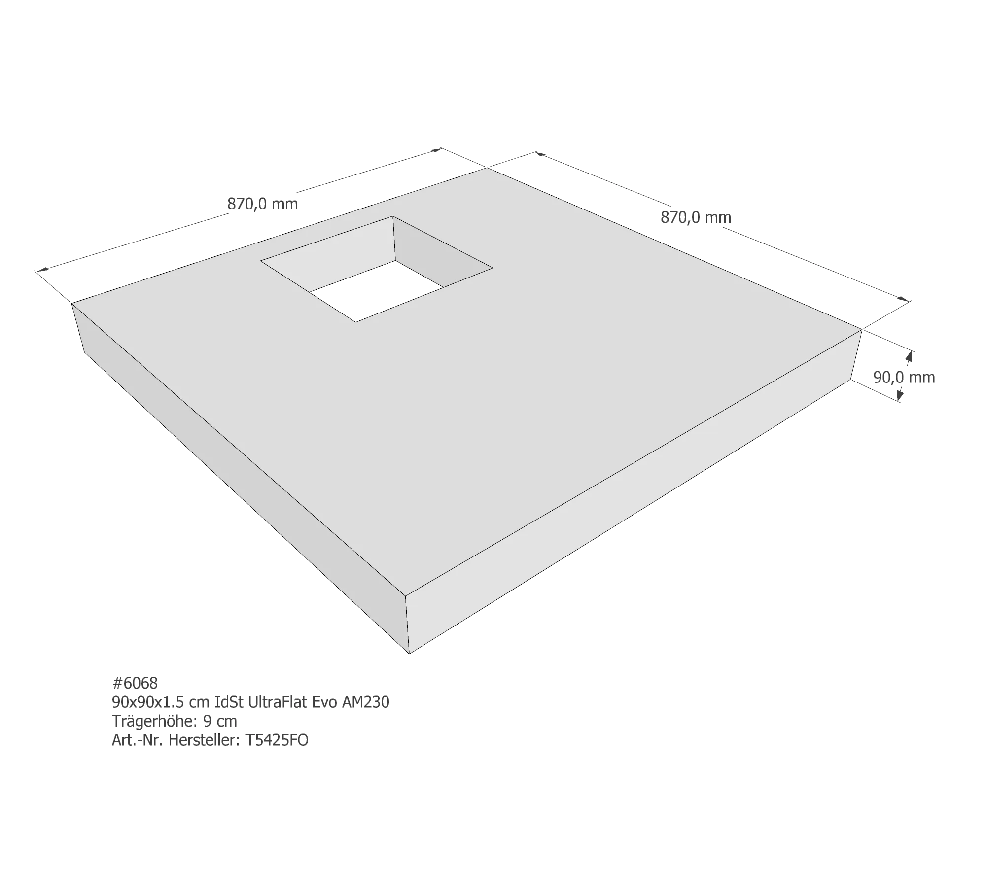 Duschwannenträger passend für Ideal Standard 90 × 90 × 1,5 cm Duschwannenträger passend für Ideal Standard 90 × 90 × 1,5 cm