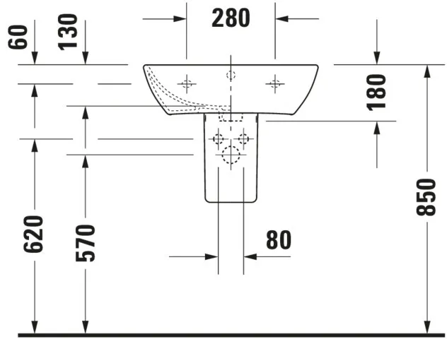 Wandwaschtisch „ME by Starck“, mit Überlauf, Hahnlochposition mittig in Weiß Hochglanz Wandwaschtisch „ME by Starck“, mit Überlauf, Hahnlochposition mittig in Weiß Hochglanz