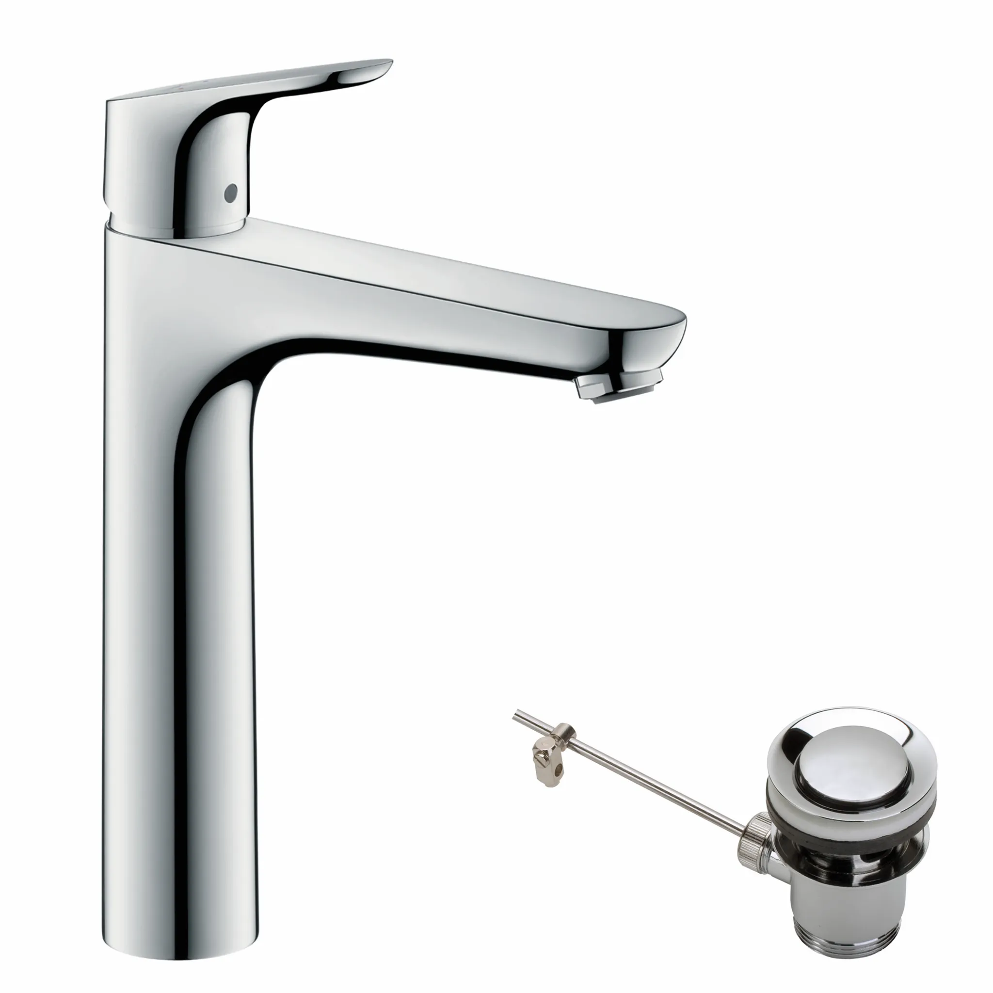 Hansgrohe Focus Einhebel-Waschtischmischer 190 mit Zugstangen-Ablaufgarnitur, Chrom Hansgrohe Focus Einhebel-Waschtischmischer 190 mit Zugstangen-Ablaufgarnitur, Chrom