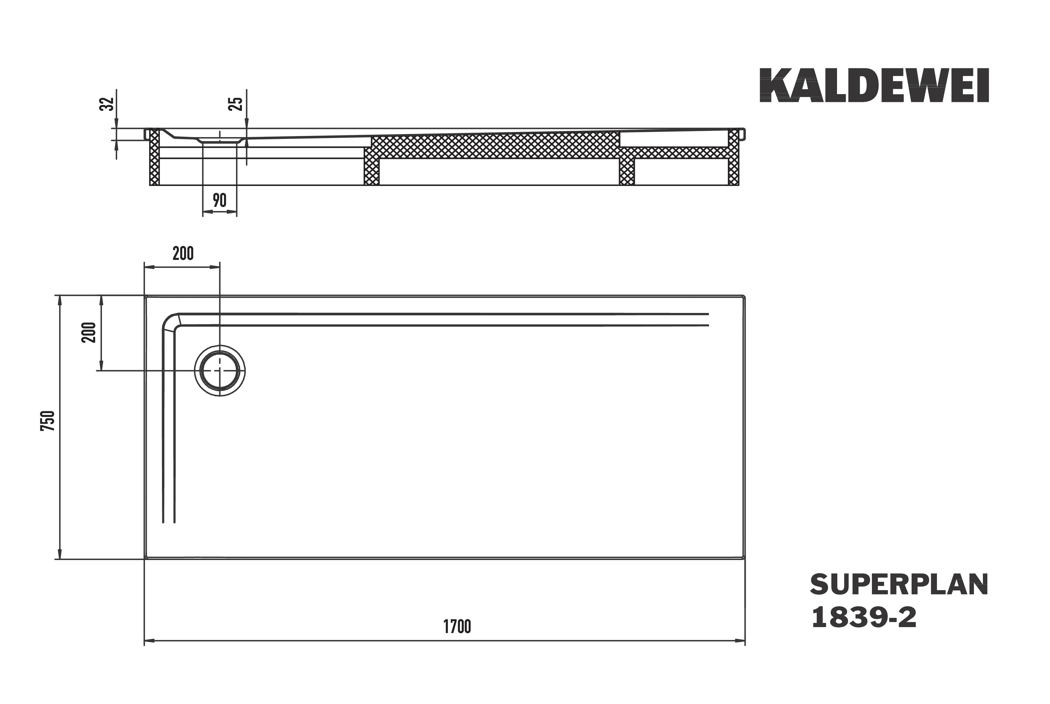 Kaldewei Duschwanne „Superplan“ 75 × 170 cm