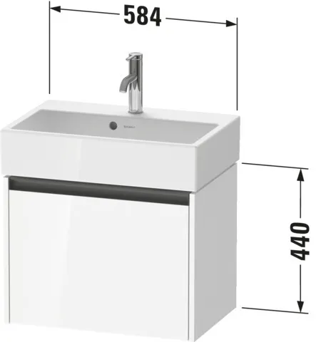 Duravit Waschtischunterschrank wandhängend „Ketho.2“ 58,4 × 44 × 39 cm in Betongrau Matt