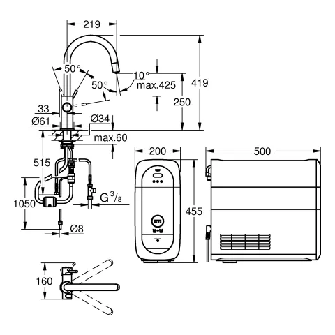 Starter Kit Blue Home 31541, C-Auslauf, Einlochmontage, herausziehbarer Mousseurauslauf, mit Bluetooth 4.0 und WIFI Datenkommunikation Starter Kit Blue Home 31541, C-Auslauf, Einlochmontage, herausziehbarer Mousseurauslauf, mit Bluetooth 4.0 und WIFI Datenkommunikation