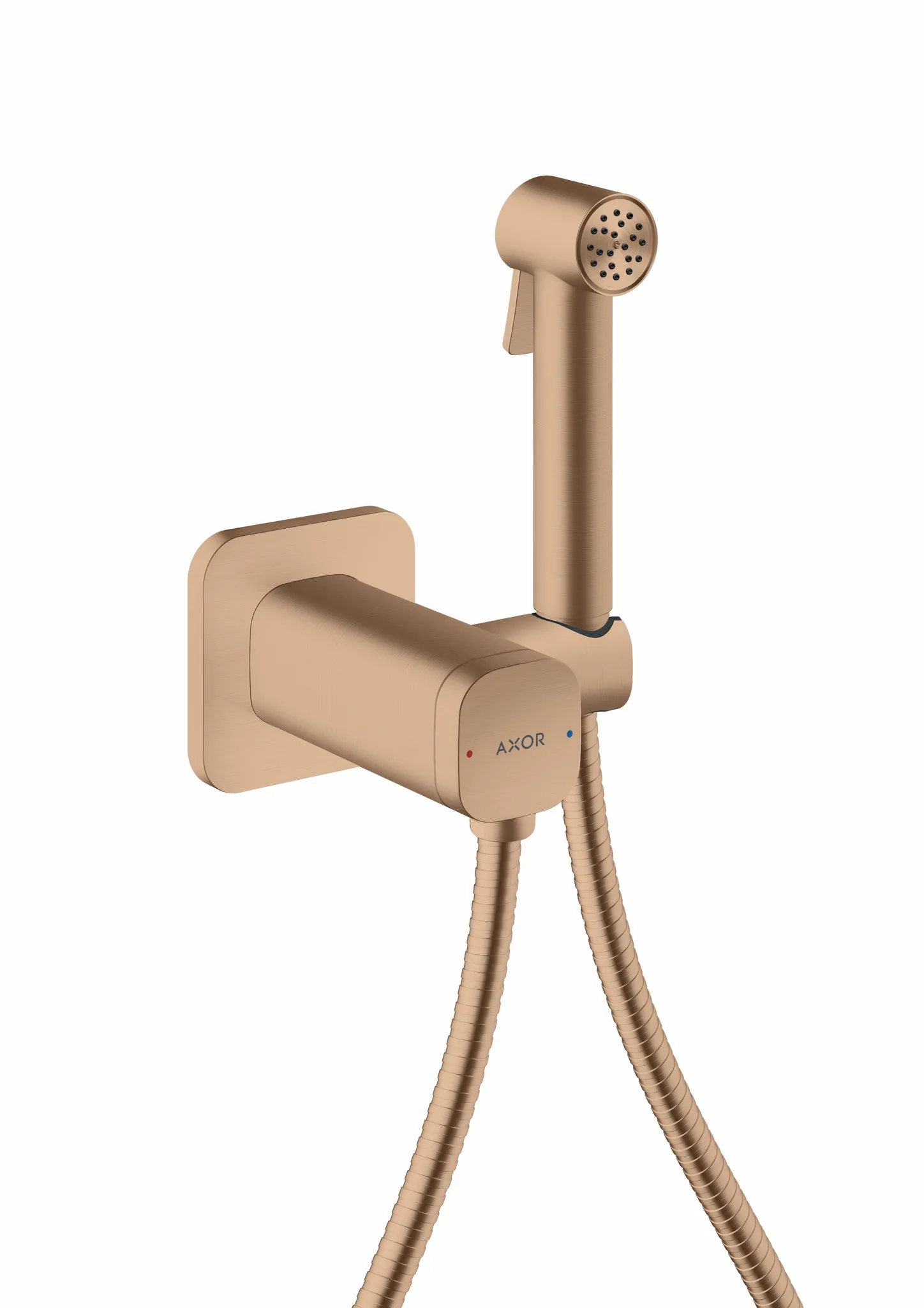 Hansgrohe AXOR Bidette Showers Handbrause 1-Jet softsquare, Mischwasser, Brushed Red Gold, Brauseschlauch 1.250 mm Hansgrohe AXOR Bidette Showers Handbrause 1-Jet softsquare, Mischwasser, Brushed Red Gold, Brauseschlauch 1.250 mm