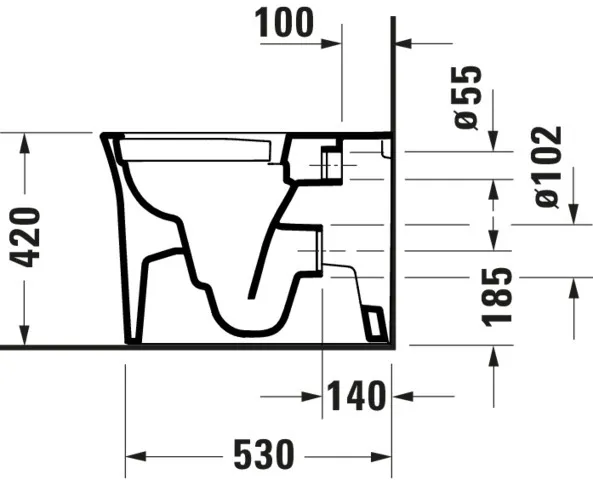 Stand-Tiefspül-WC back to wall „White Tulip“ 37 × 42 × 58 cm in, Abgang waagerecht