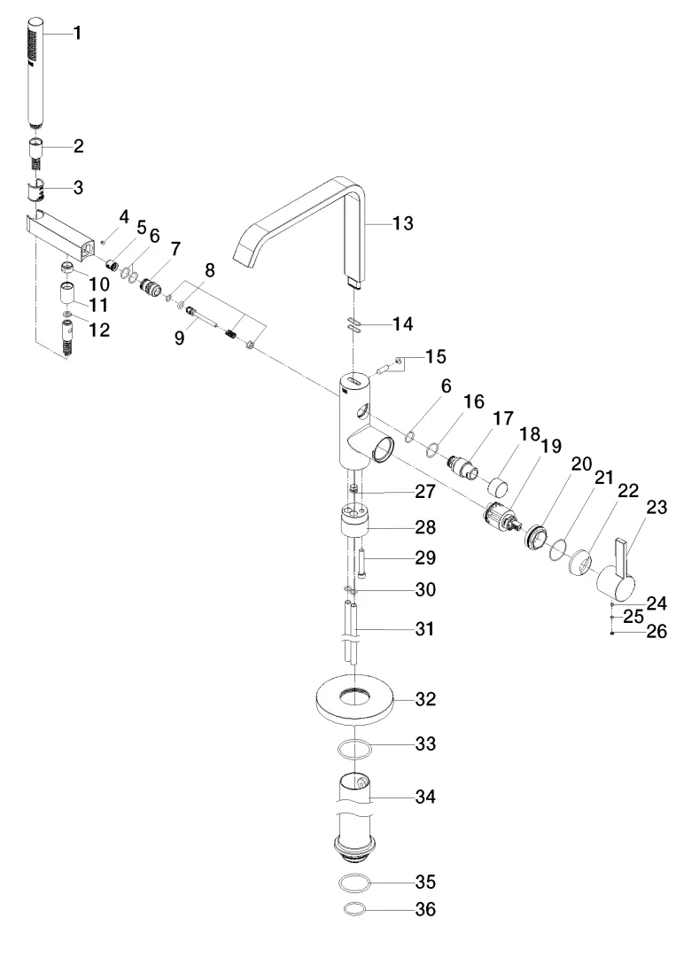 Wannen-Einhandbatterie mit Standrohr für freistehende Montage mit Schlauchbrausegarnitur IMO Chrom 25863671 Wannen-Einhandbatterie mit Standrohr für freistehende Montage mit Schlauchbrausegarnitur IMO Chrom 25863671