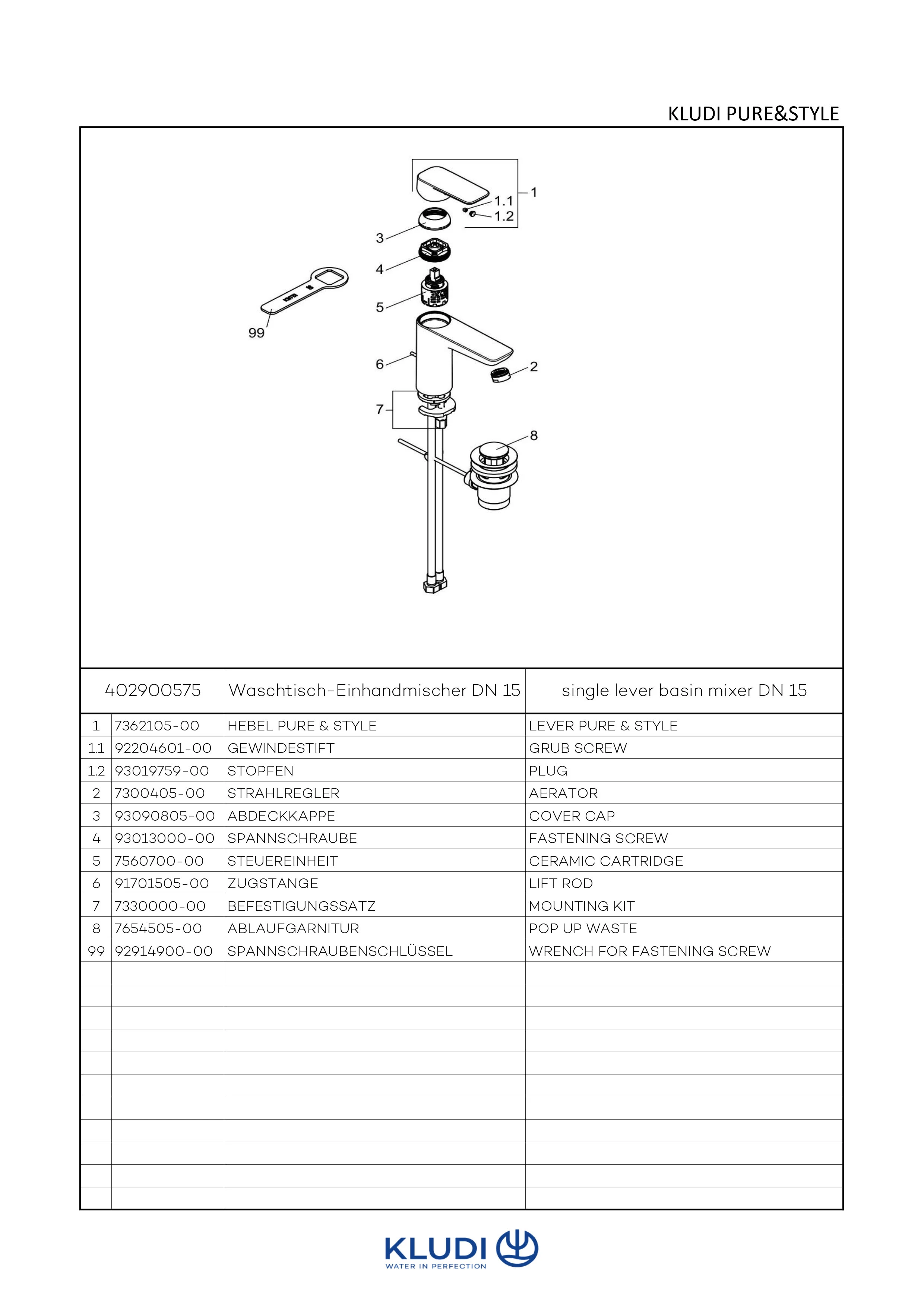 PURE & STYLE WaschtischEHM 100 mit Metallablaufg. chrom PURE & STYLE WaschtischEHM 100 mit Metallablaufg. chrom