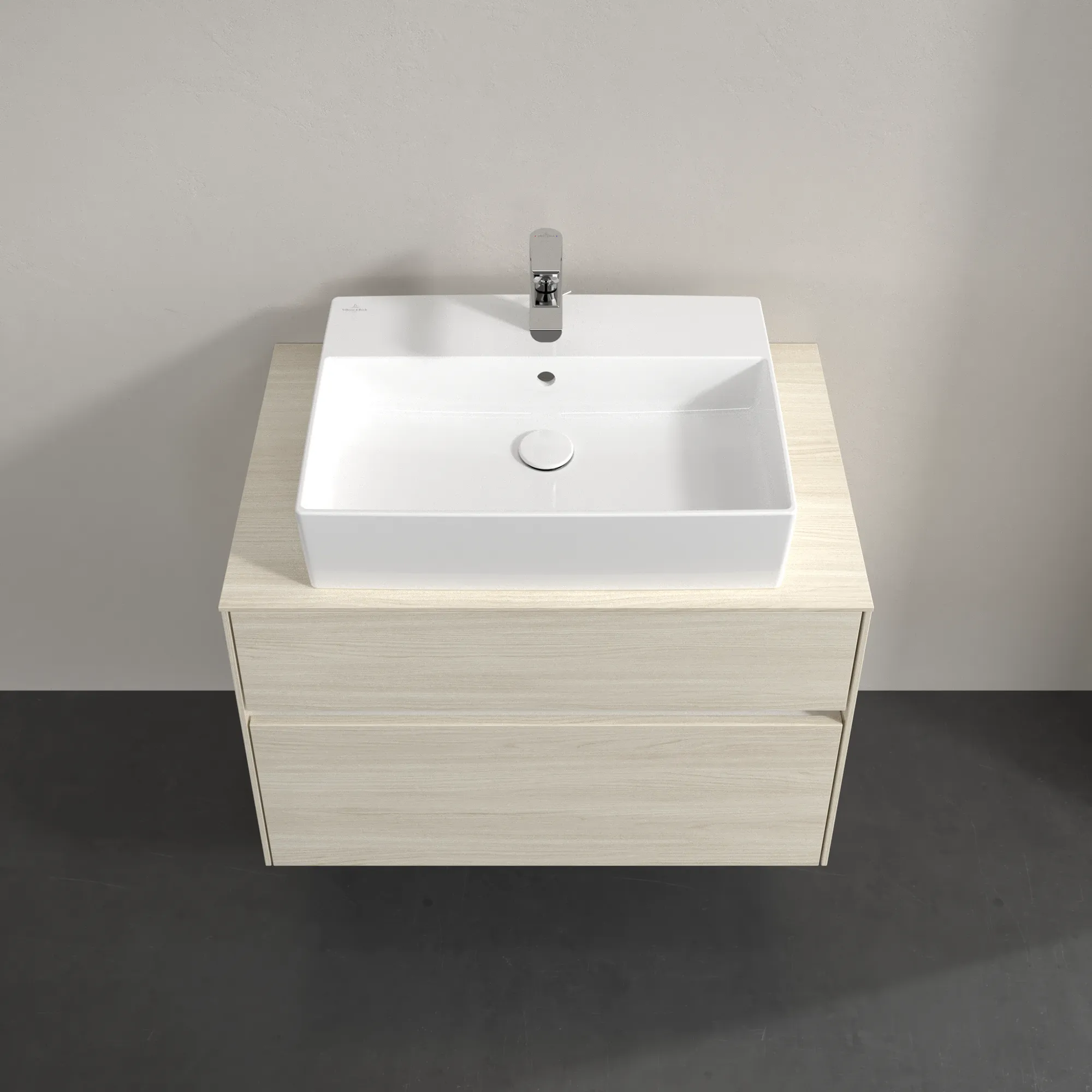 Villeroy & Boch Waschbeckenunterschrank Collaro, eckig, White Oak, 800 x 548 x 500 mm, mit Absenkautomatik