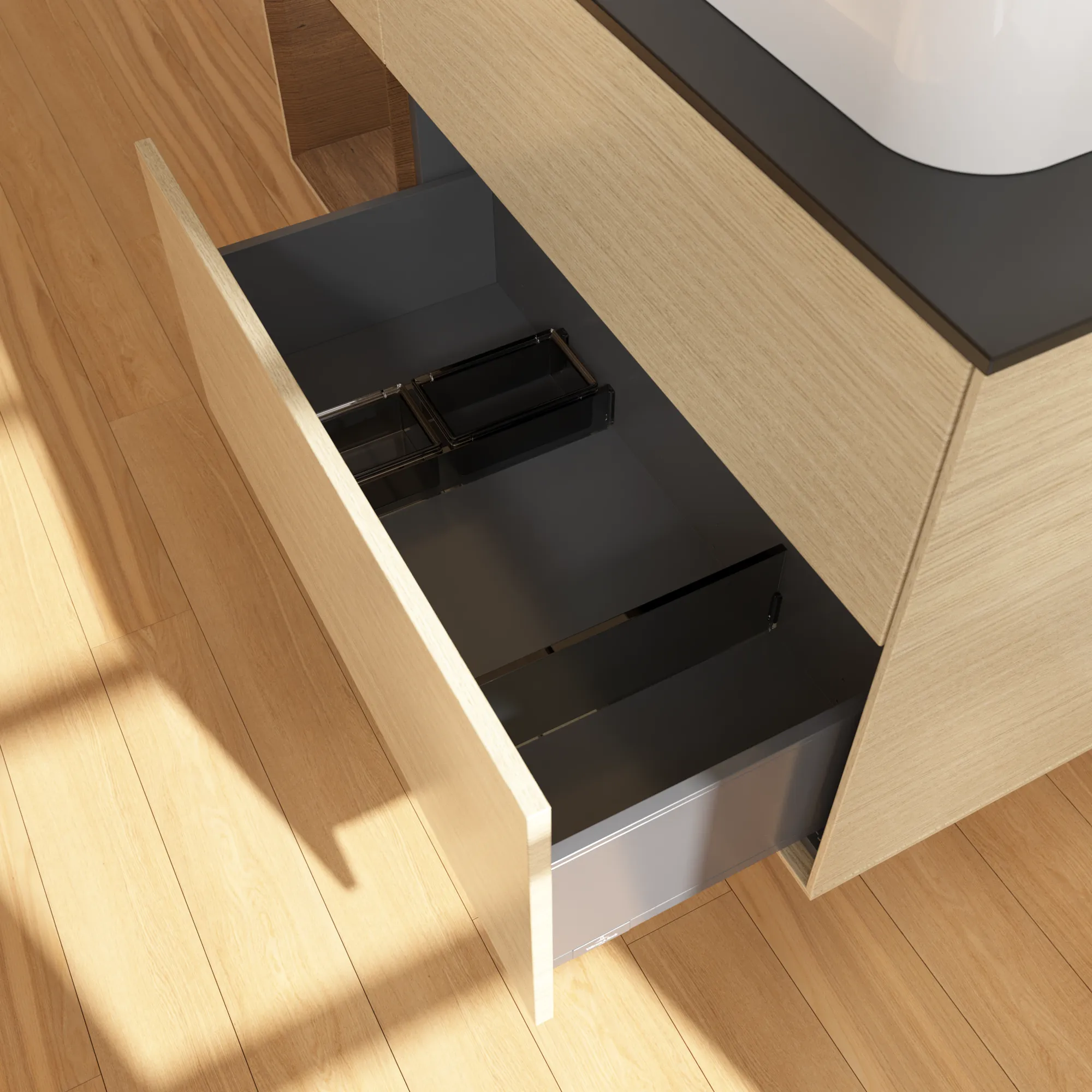 Villeroy & Boch Waschtischunterschrank „Finion“ für Schrankwaschtisch 1200 × 603 × 501 mm Oak Veneer, für Becken rechts Villeroy & Boch Waschtischunterschrank „Finion“ für Schrankwaschtisch 1200 × 603 × 501 mm Oak Veneer, für Becken rechts