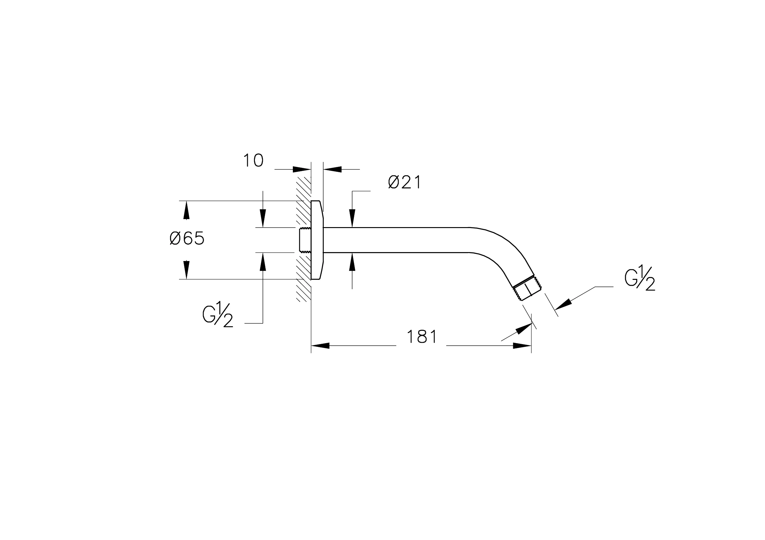 Universal Wandarm für Duschkopf mit 60 Grad Bogen Länge 18 cm mit Anschluss G 1/2″ Nickel gebürstet Universal Wandarm für Duschkopf mit 60 Grad Bogen Länge 18 cm mit Anschluss G 1/2″ Nickel gebürstet