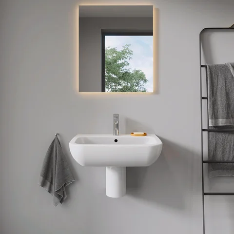 Wandwaschtisch „D-Code“, mit Überlauf 65 × 50 cm