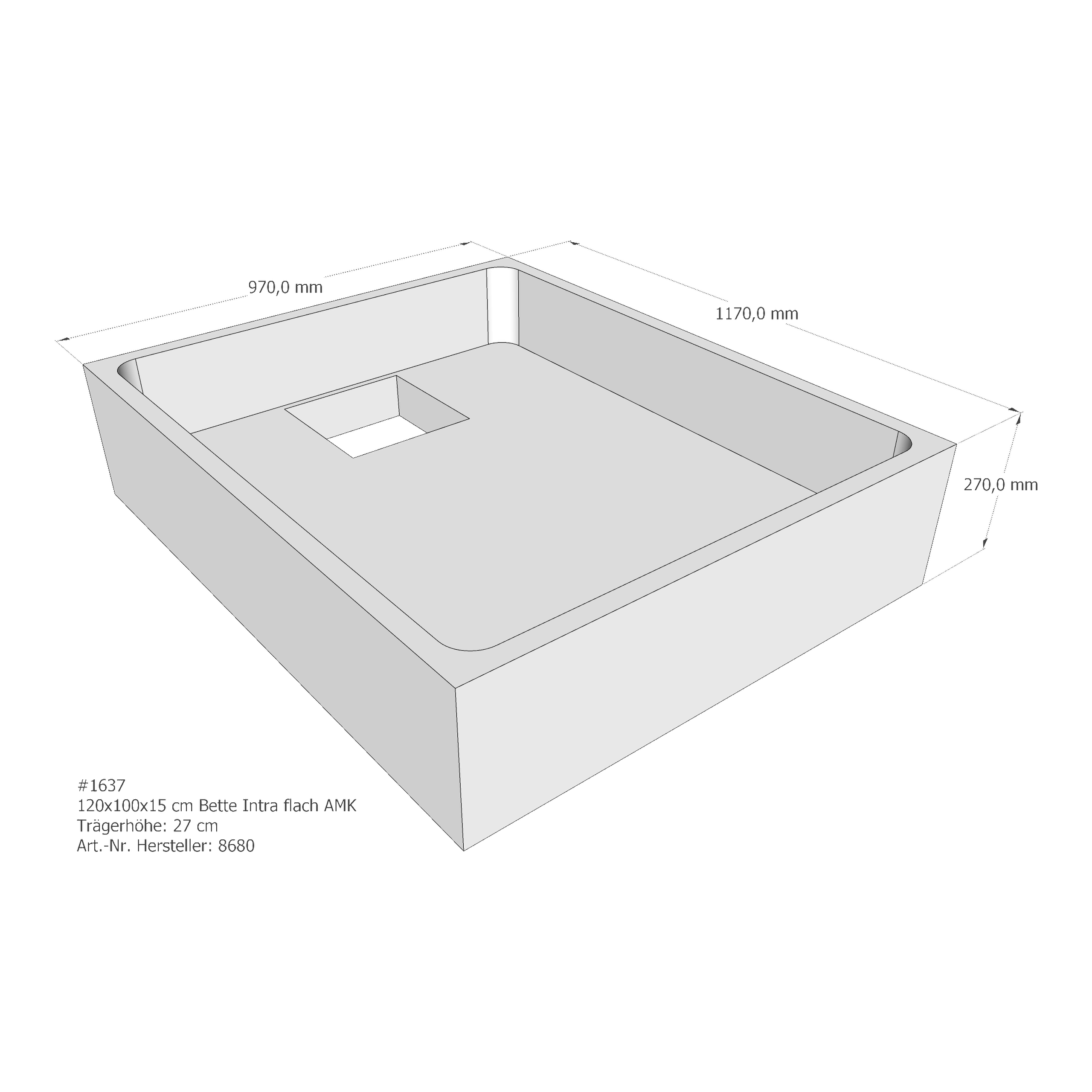 Duschwannenträger für Bette Quinta (flach/Intra) 120 × 100 × 15 cm Breite: 100 cm / Länge: 120 cm Duschwannenträger für Bette Quinta (flach/Intra) 120 × 100 × 15 cm Breite: 100 cm / Länge: 120 cm