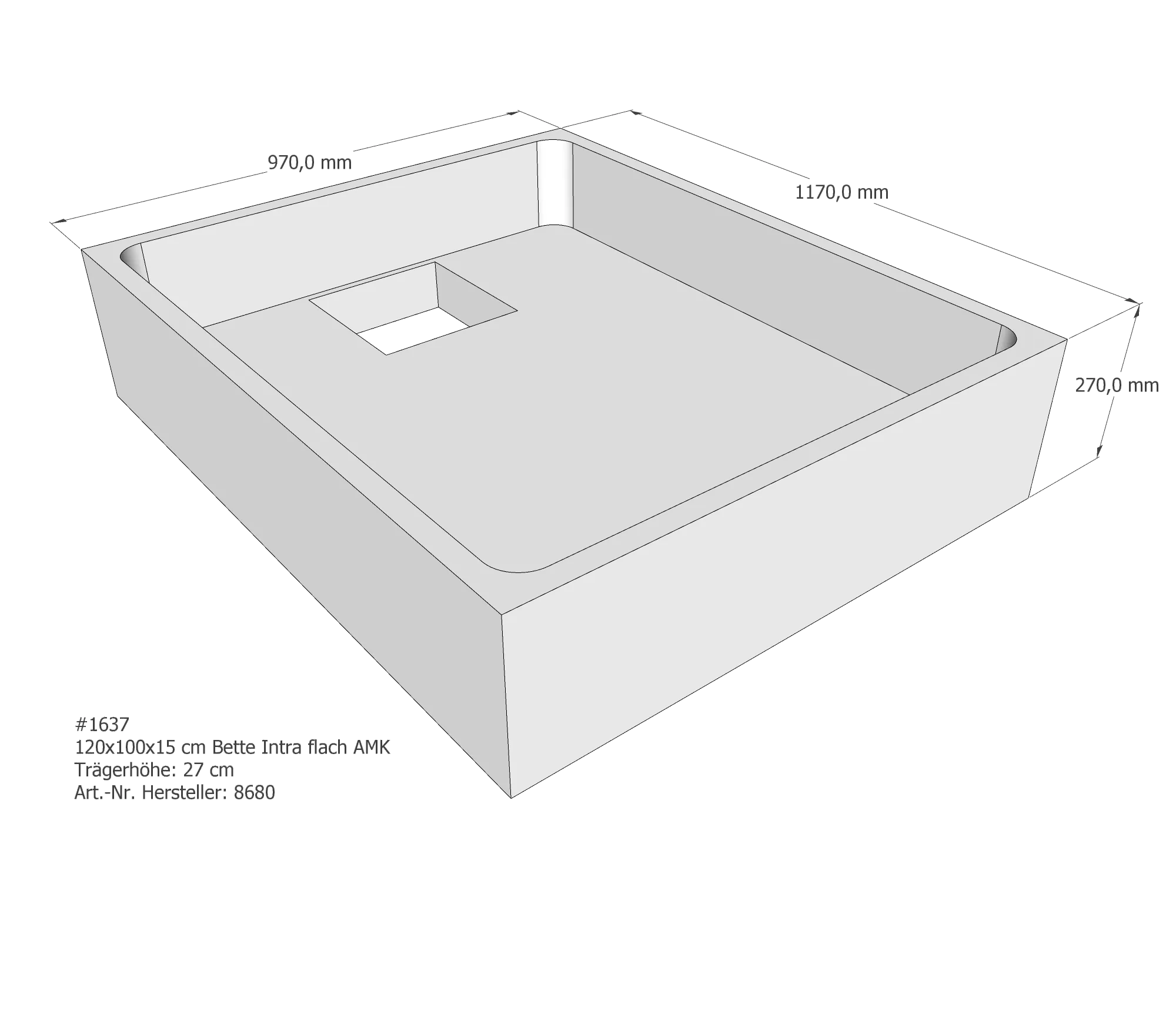 Duschwannenträger passend für Bette BetteQuinta (flach/Intra) 120 × 100 × 15 cm Breite: 100 cm / Länge: 120 cm Duschwannenträger passend für Bette BetteQuinta (flach/Intra) 120 × 100 × 15 cm Breite: 100 cm / Länge: 120 cm