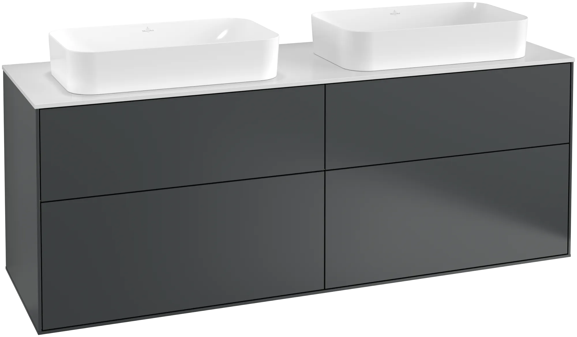 Villeroy & Boch Finion Waschbeckenunterschrank G31, 1600x603x501mm, Midnight Blue Matt Lacquer / Glass White Matt