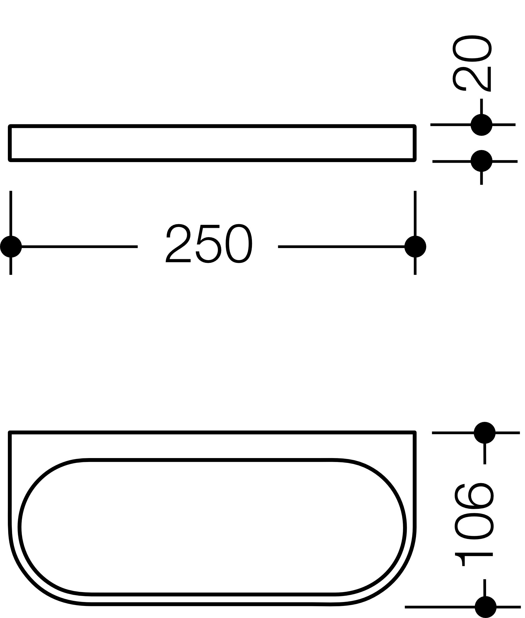 HEWI Ablage „System 800 K“ 25 × 2 × 10,6 cm
